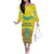 Personalized Kazakhstan Emblem Family Matching Off The Shoulder Long Sleeve Dress and Hawaiian Shirt Kazakh Pattern