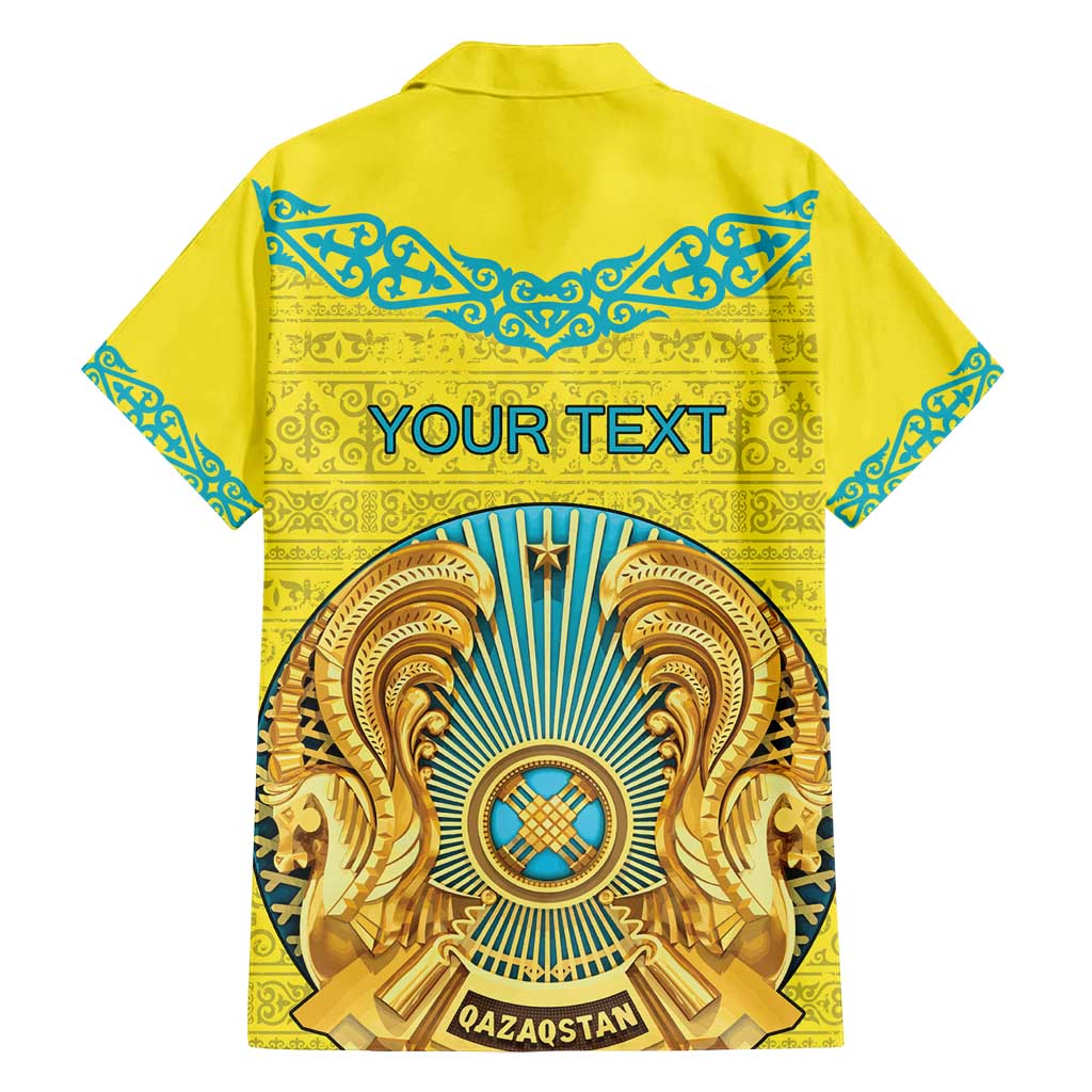 Personalized Kazakhstan Emblem Family Matching Off Shoulder Maxi Dress and Hawaiian Shirt Kazakh Pattern