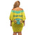 Personalized Kazakhstan Emblem Family Matching Off Shoulder Short Dress and Hawaiian Shirt Kazakh Pattern