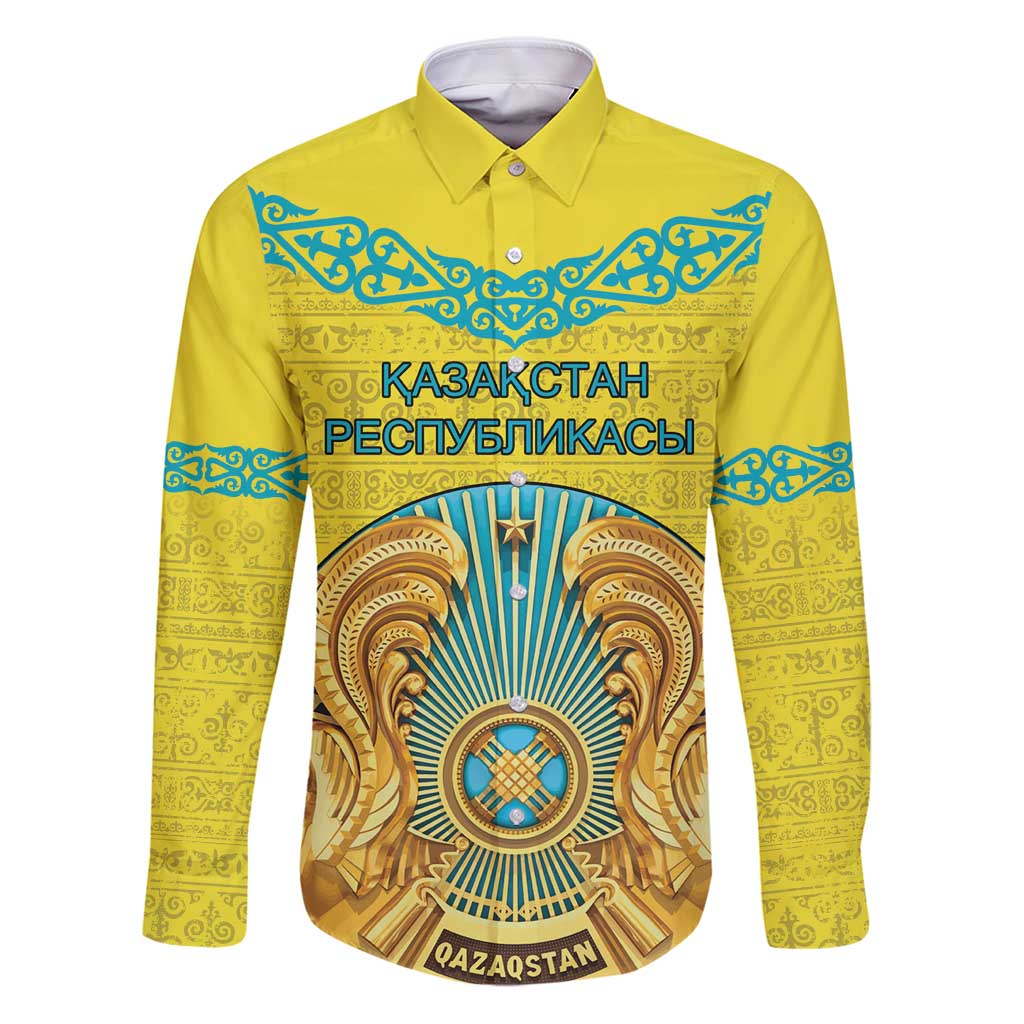 Personalized Kazakhstan Emblem Family Matching Puletasi and Hawaiian Shirt Kazakh Pattern