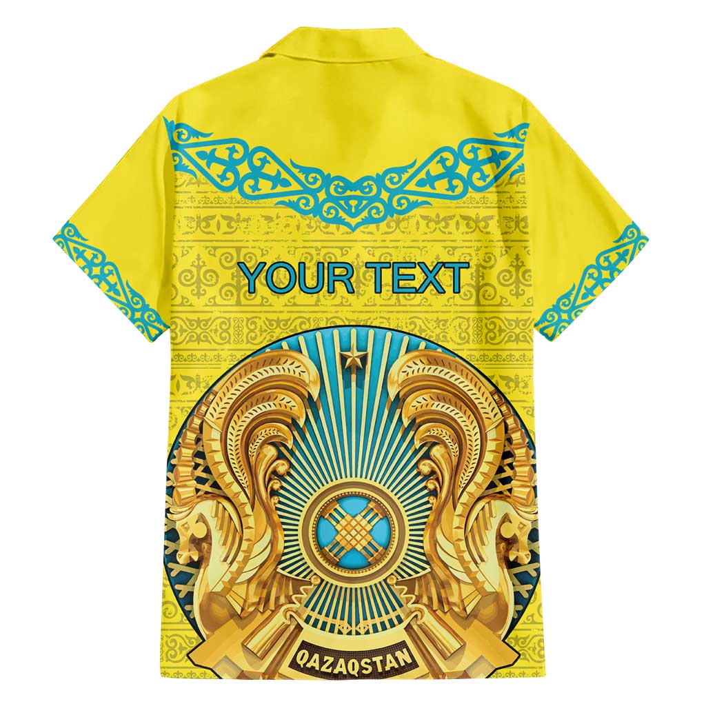 Personalized Kazakhstan Emblem Family Matching Short Sleeve Bodycon Dress and Hawaiian Shirt Kazakh Pattern