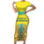 Personalized Kazakhstan Emblem Family Matching Short Sleeve Bodycon Dress and Hawaiian Shirt Kazakh Pattern