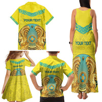 Personalized Kazakhstan Emblem Family Matching Tank Maxi Dress and Hawaiian Shirt Kazakh Pattern