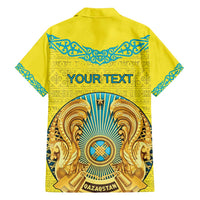 Personalized Kazakhstan Emblem Family Matching Tank Maxi Dress and Hawaiian Shirt Kazakh Pattern