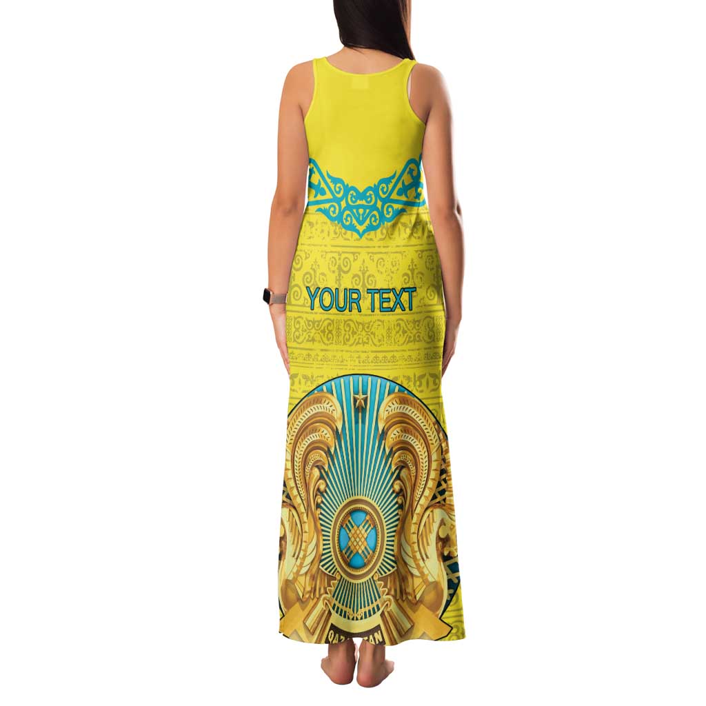 Personalized Kazakhstan Emblem Family Matching Tank Maxi Dress and Hawaiian Shirt Kazakh Pattern