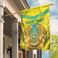 Personalized Kazakhstan Emblem Garden Flag Kazakh Pattern