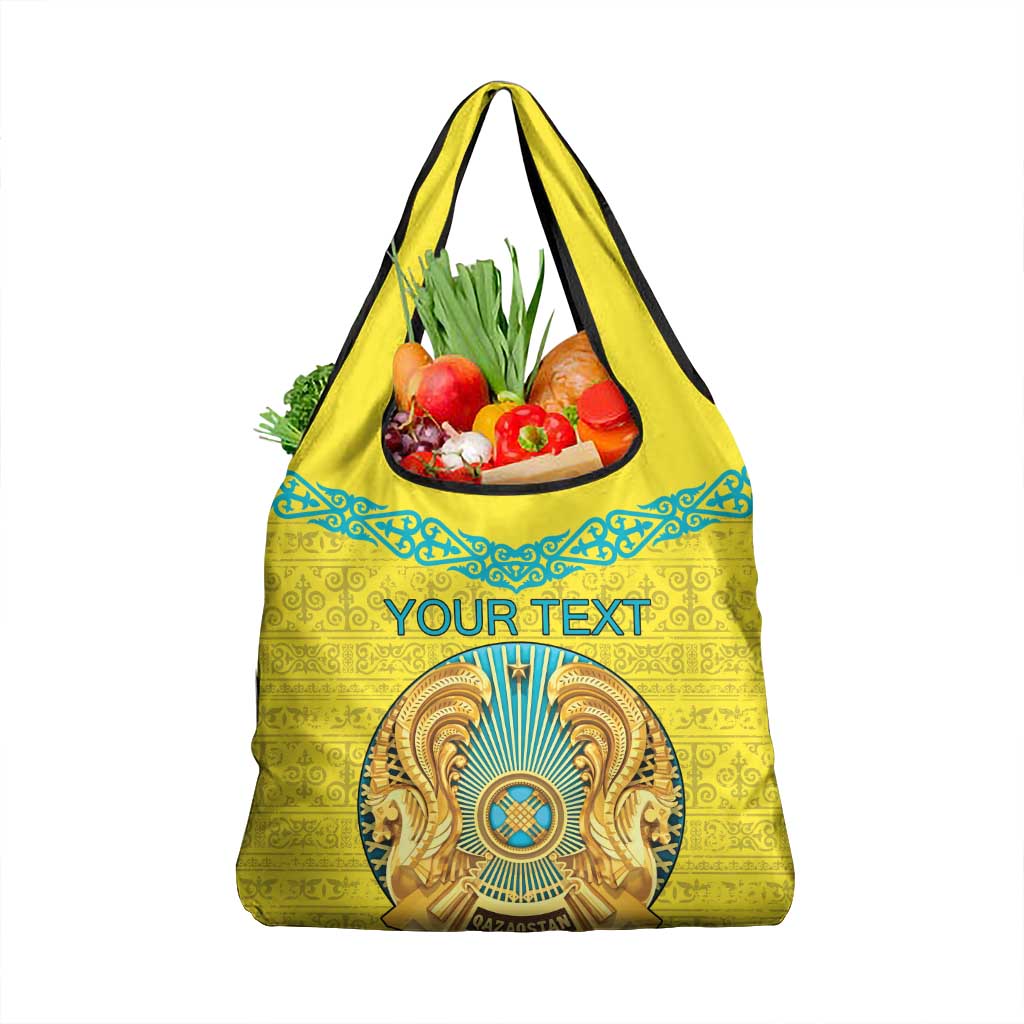 Personalized Kazakhstan Emblem Grocery Bag Kazakh Pattern