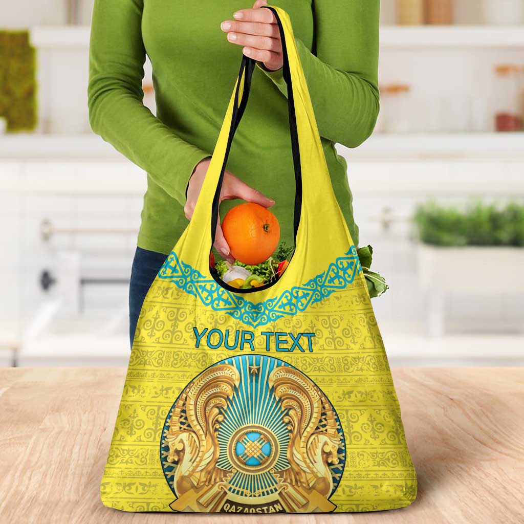 Personalized Kazakhstan Emblem Grocery Bag Kazakh Pattern