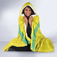 Personalized Kazakhstan Emblem Hooded Blanket Kazakh Pattern