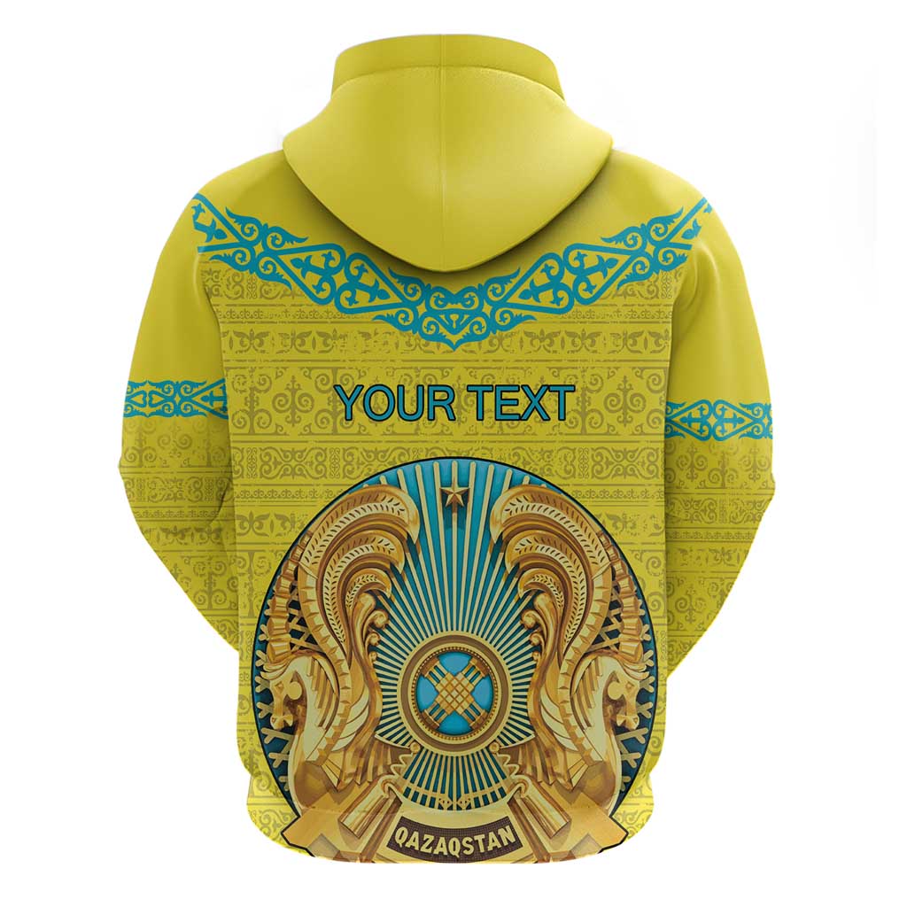Personalized Kazakhstan Emblem Hoodie Kazakh Pattern