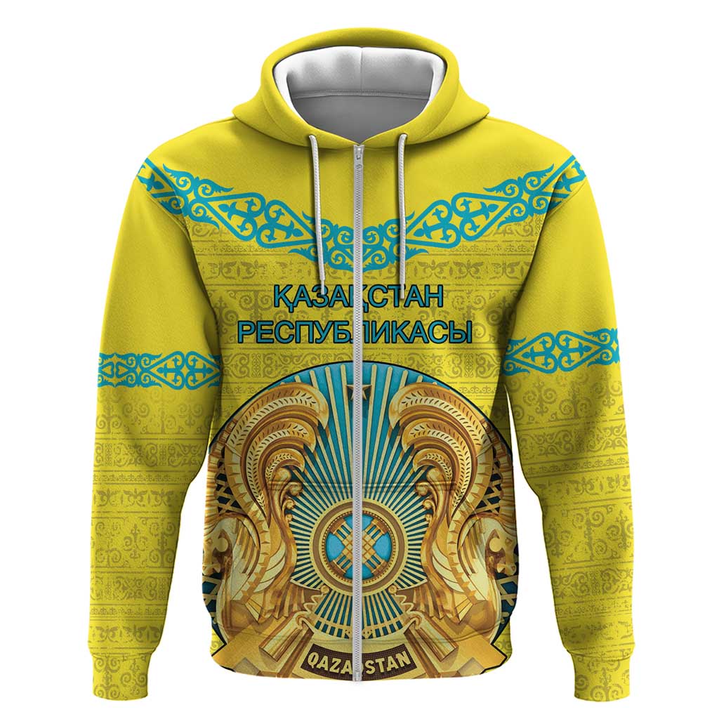 Personalized Kazakhstan Emblem Hoodie Kazakh Pattern