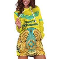 Personalized Kazakhstan Emblem Hoodie Dress Kazakh Pattern