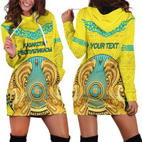 Personalized Kazakhstan Emblem Hoodie Dress Kazakh Pattern