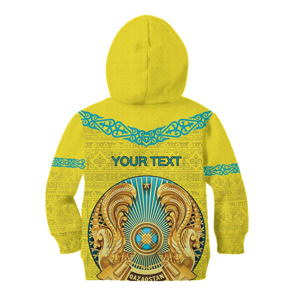 Personalized Kazakhstan Emblem Kid Hoodie Kazakh Pattern