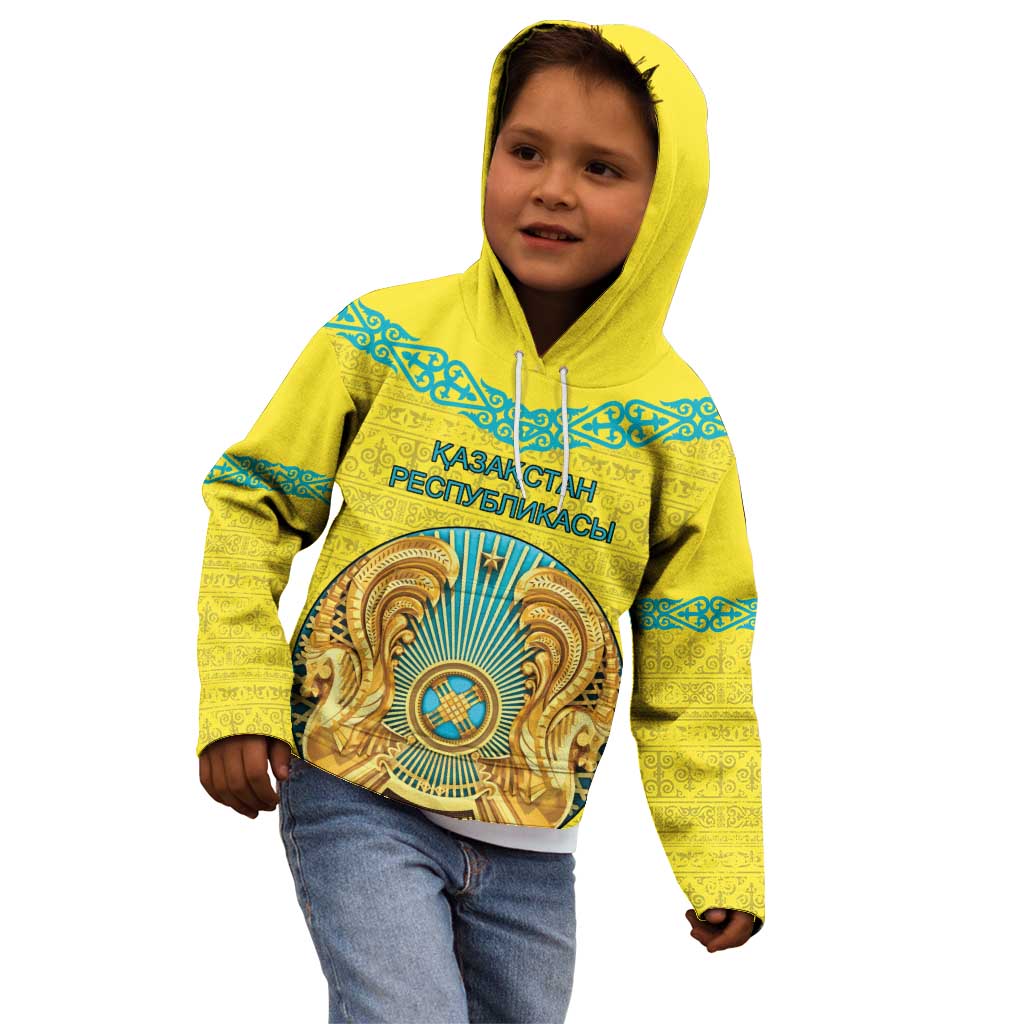 Personalized Kazakhstan Emblem Kid Hoodie Kazakh Pattern