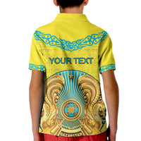 Personalized Kazakhstan Emblem Kid Polo Shirt Kazakh Pattern