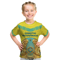 Personalized Kazakhstan Emblem Kid T Shirt Kazakh Pattern