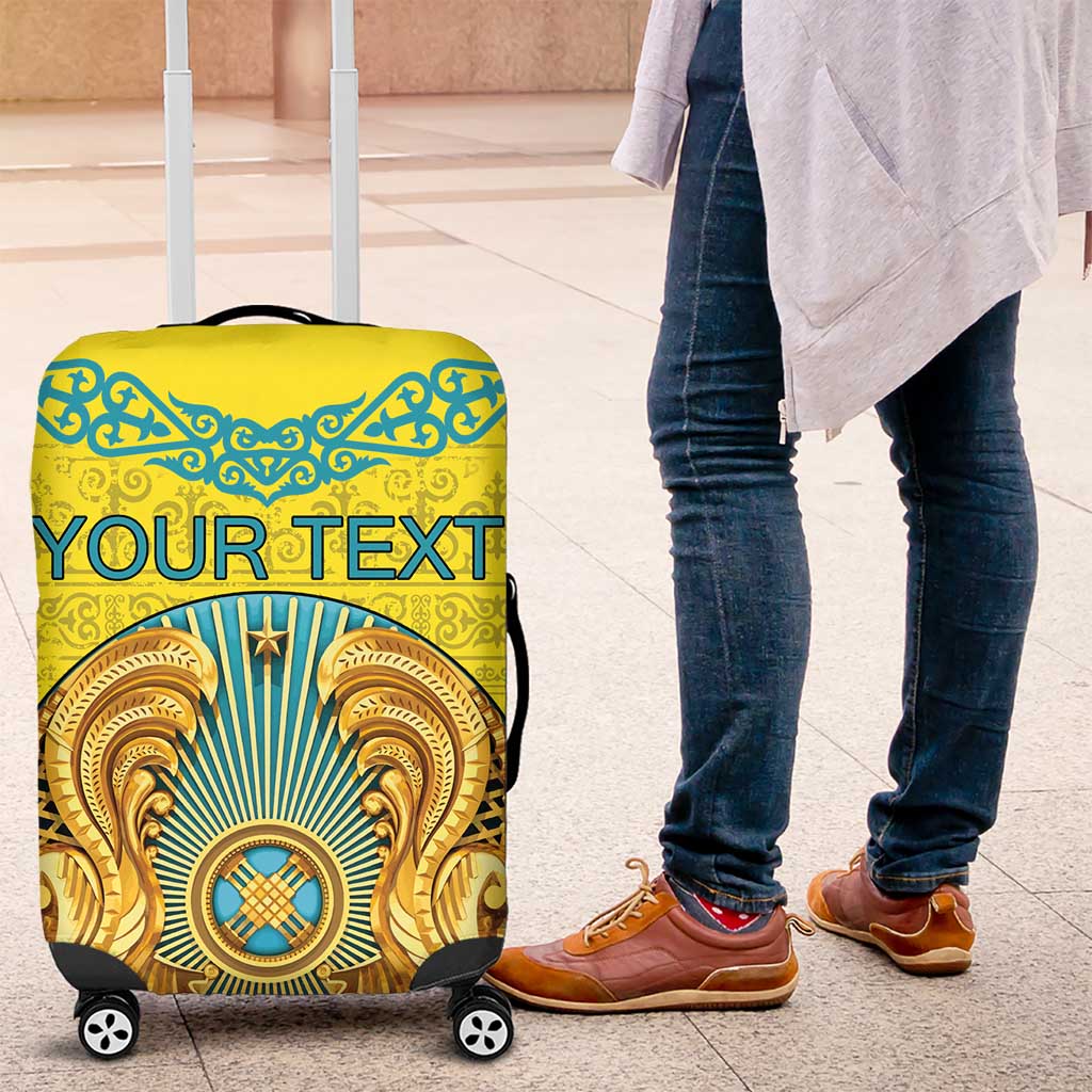 Personalized Kazakhstan Emblem Luggage Cover Kazakh Pattern