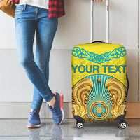 Personalized Kazakhstan Emblem Luggage Cover Kazakh Pattern