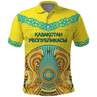 Personalized Kazakhstan Emblem Polo Shirt Kazakh Pattern