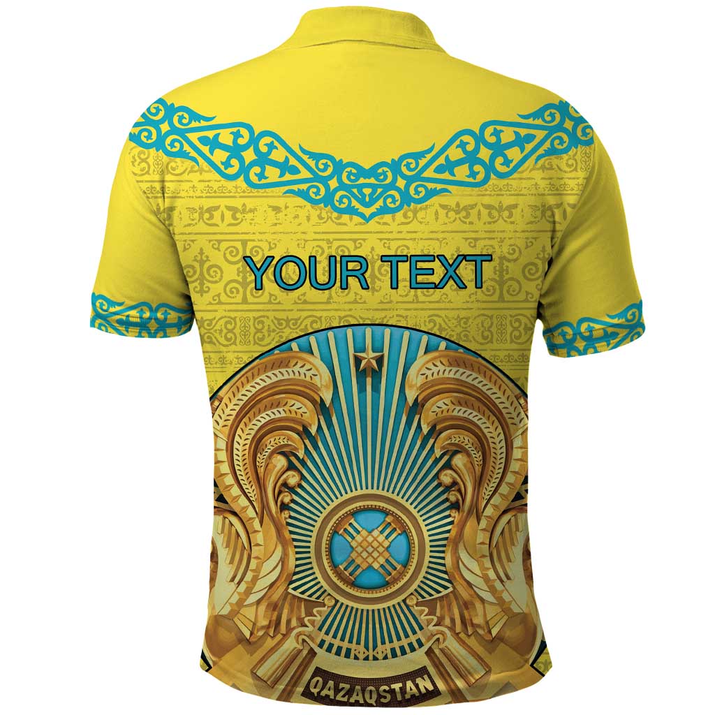 Personalized Kazakhstan Emblem Polo Shirt Kazakh Pattern