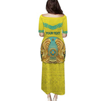 Personalized Kazakhstan Emblem Puletasi Kazakh Pattern