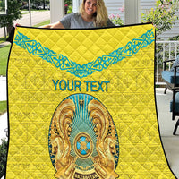 Personalized Kazakhstan Emblem Quilt Kazakh Pattern