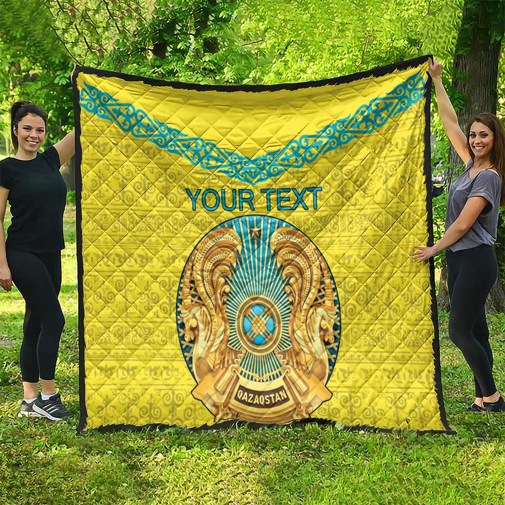 Personalized Kazakhstan Emblem Quilt Kazakh Pattern