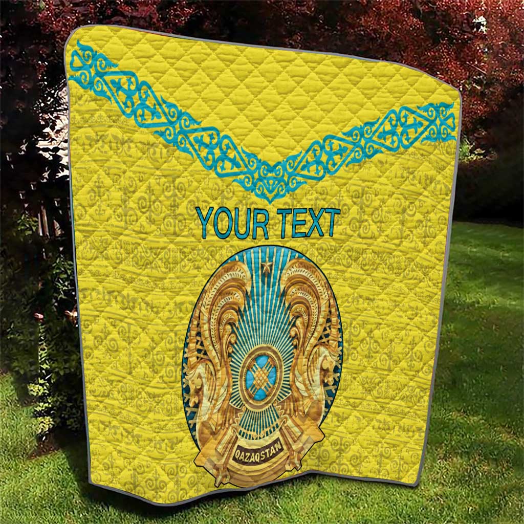 Personalized Kazakhstan Emblem Quilt Kazakh Pattern