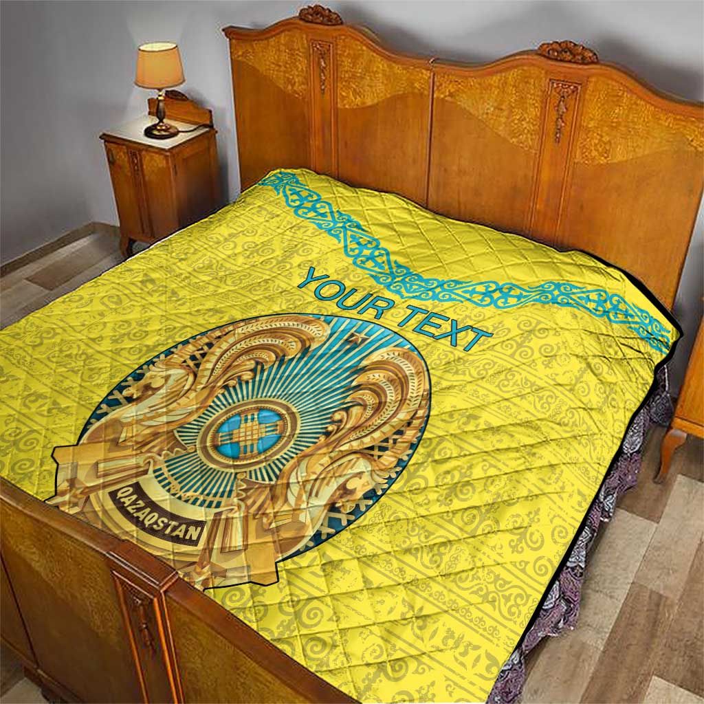Personalized Kazakhstan Emblem Quilt Kazakh Pattern