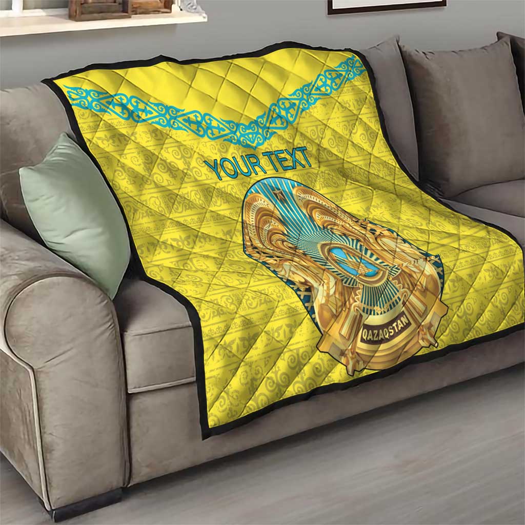 Personalized Kazakhstan Emblem Quilt Kazakh Pattern