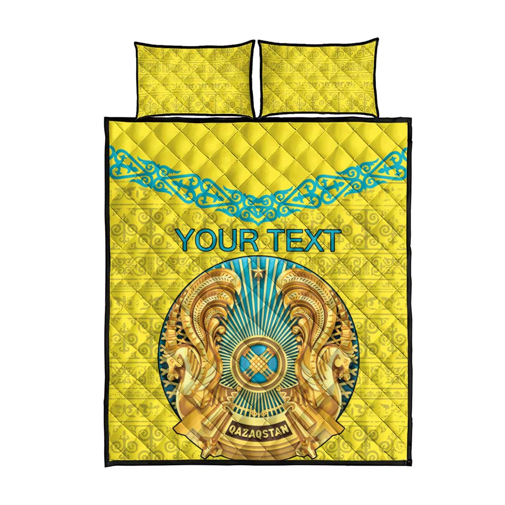 Personalized Kazakhstan Emblem Quilt Bed Set Kazakh Pattern