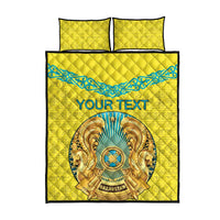 Personalized Kazakhstan Emblem Quilt Bed Set Kazakh Pattern
