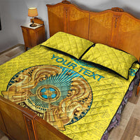 Personalized Kazakhstan Emblem Quilt Bed Set Kazakh Pattern