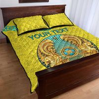 Personalized Kazakhstan Emblem Quilt Bed Set Kazakh Pattern