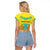 Personalized Kazakhstan Emblem Raglan Cropped T Shirt Kazakh Pattern