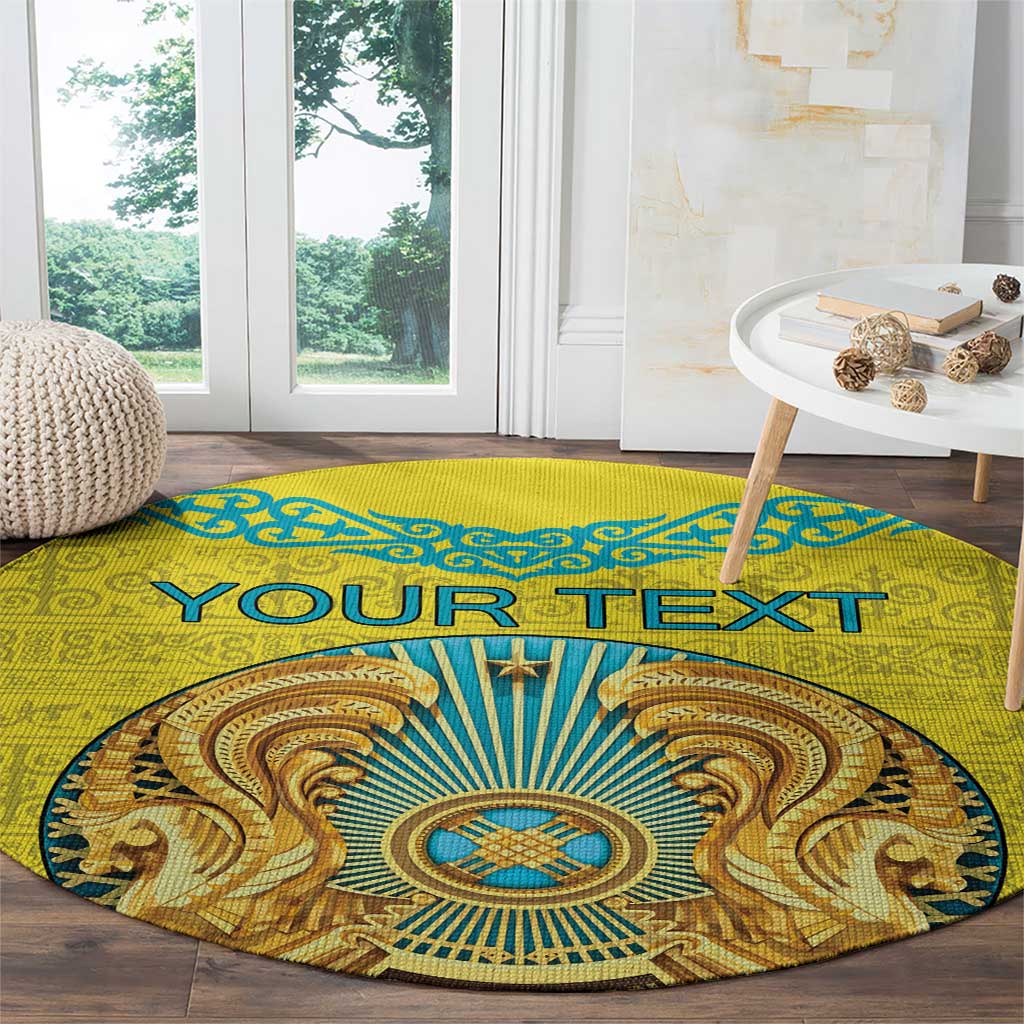 Personalized Kazakhstan Emblem Round Carpet Kazakh Pattern