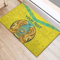 Personalized Kazakhstan Emblem Rubber Doormat Kazakh Pattern