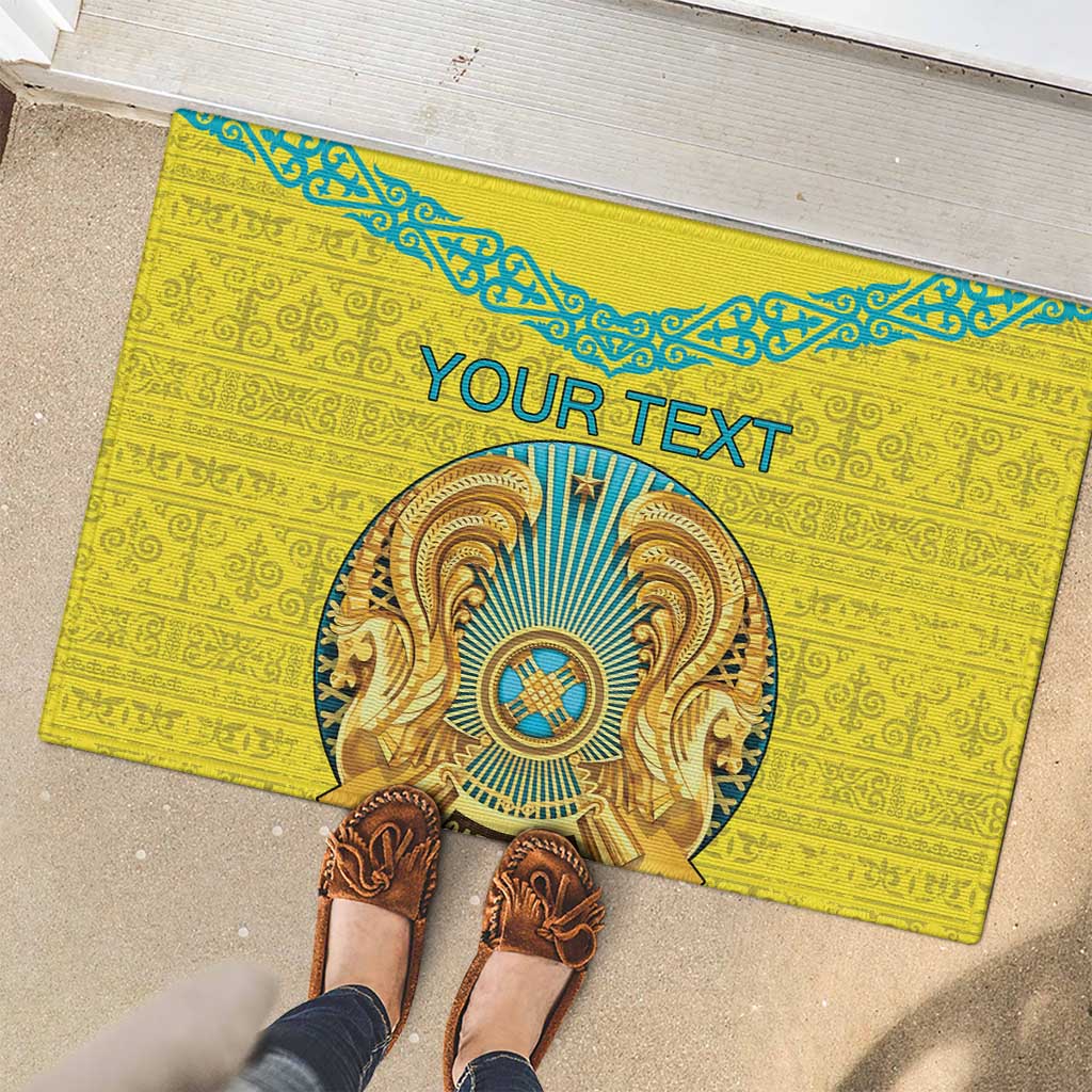 Personalized Kazakhstan Emblem Rubber Doormat Kazakh Pattern