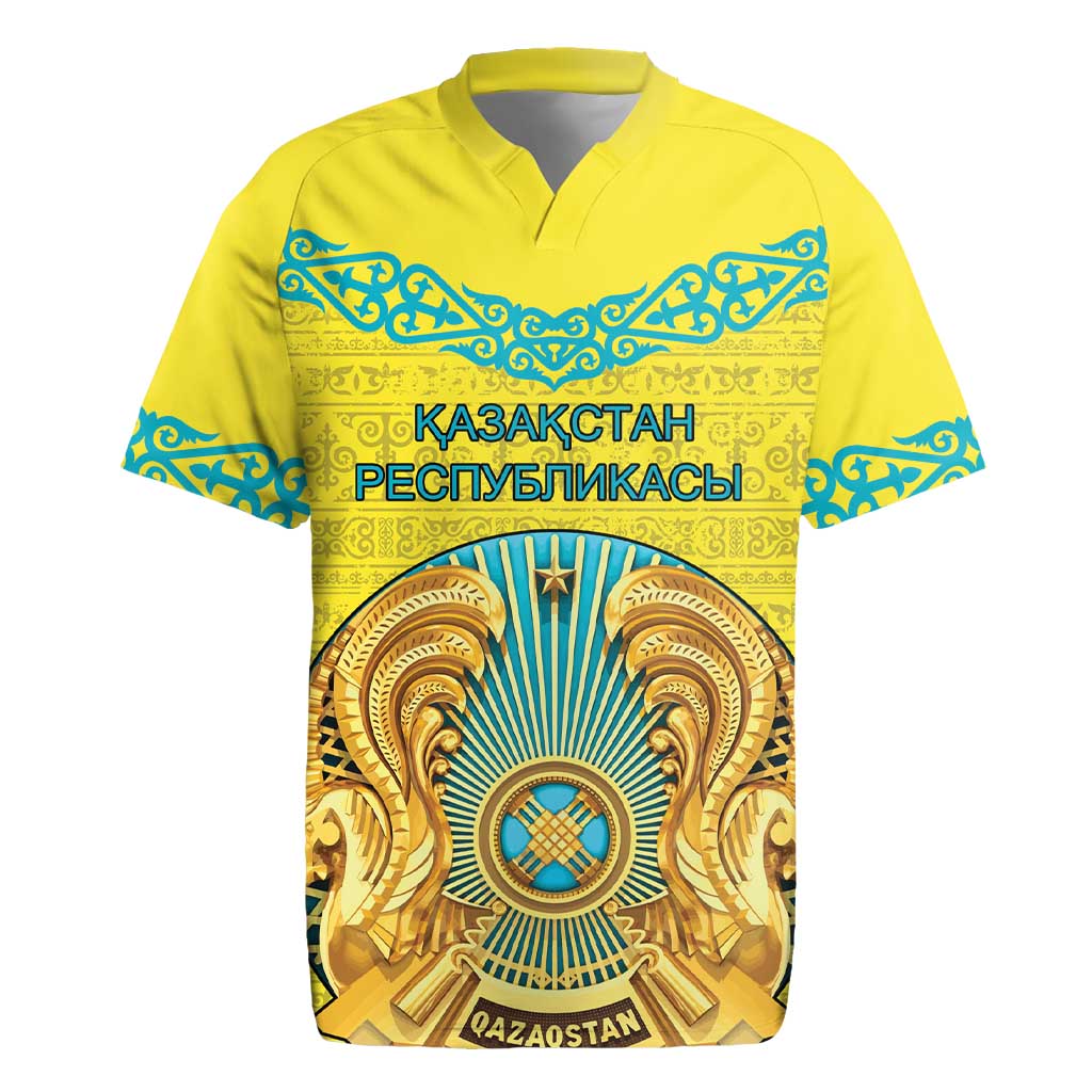 Personalized Kazakhstan Emblem Rugby Jersey Kazakh Pattern