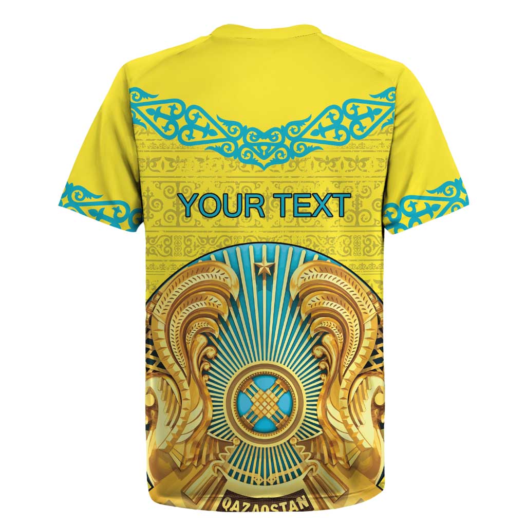 Personalized Kazakhstan Emblem Rugby Jersey Kazakh Pattern