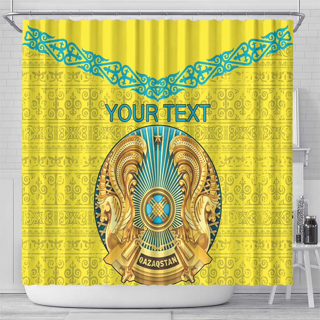Personalized Kazakhstan Emblem Shower Curtain Kazakh Pattern