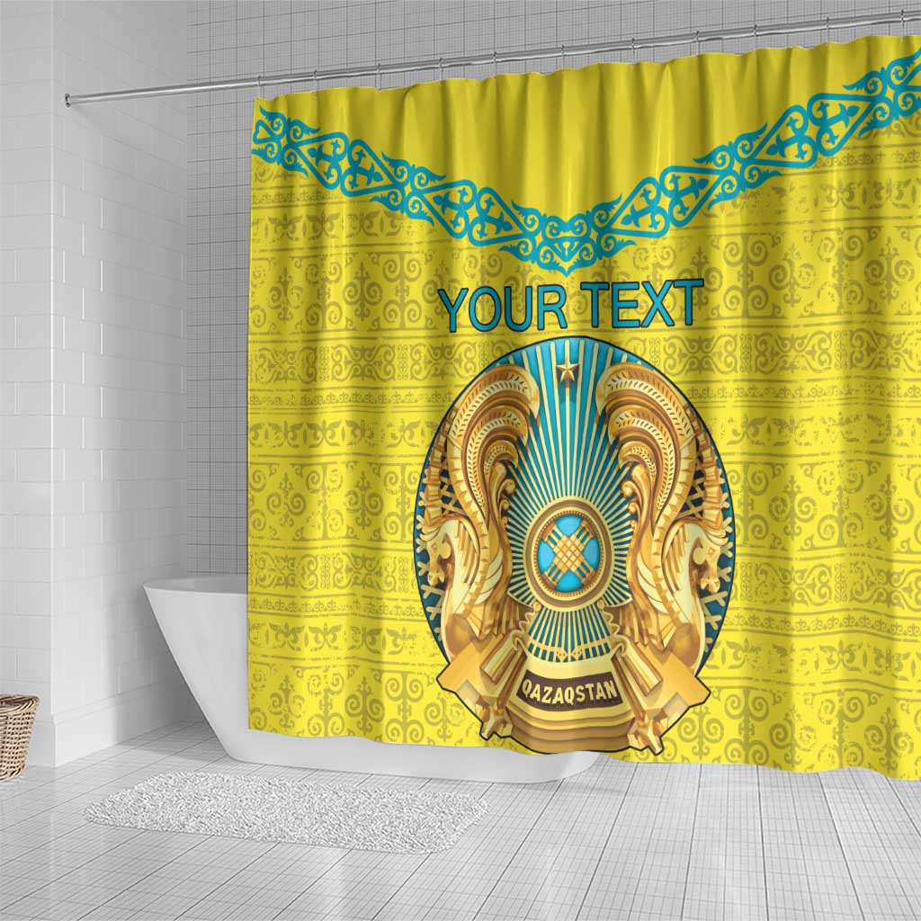Personalized Kazakhstan Emblem Shower Curtain Kazakh Pattern