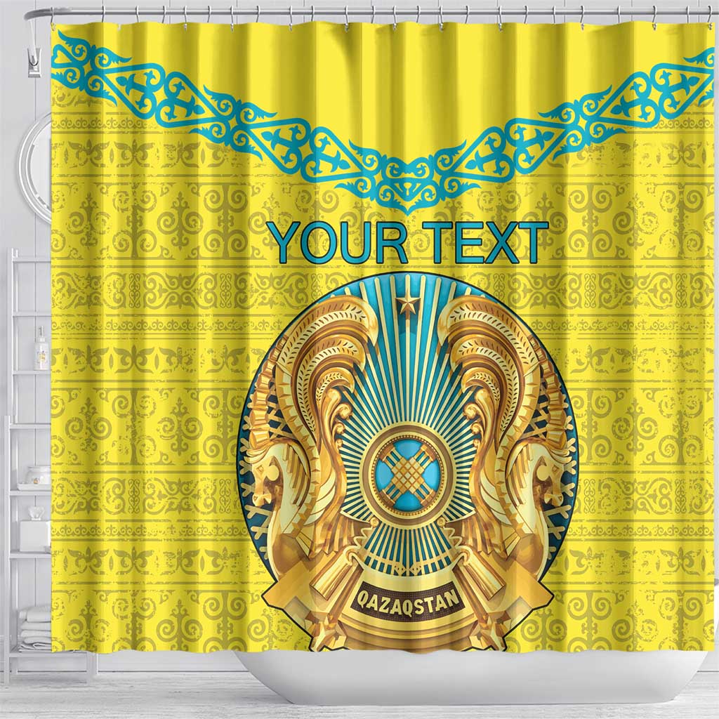 Personalized Kazakhstan Emblem Shower Curtain Kazakh Pattern