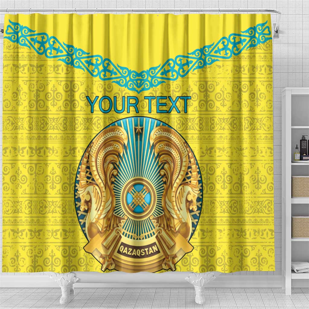 Personalized Kazakhstan Emblem Shower Curtain Kazakh Pattern