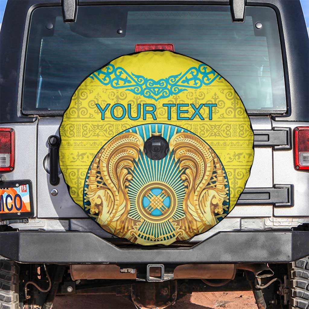 Personalized Kazakhstan Emblem Spare Tire Cover Kazakh Pattern