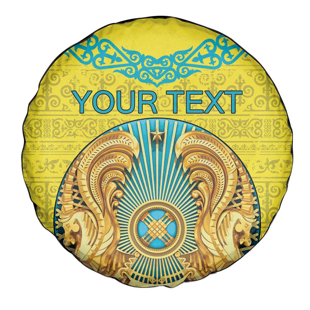 Personalized Kazakhstan Emblem Spare Tire Cover Kazakh Pattern