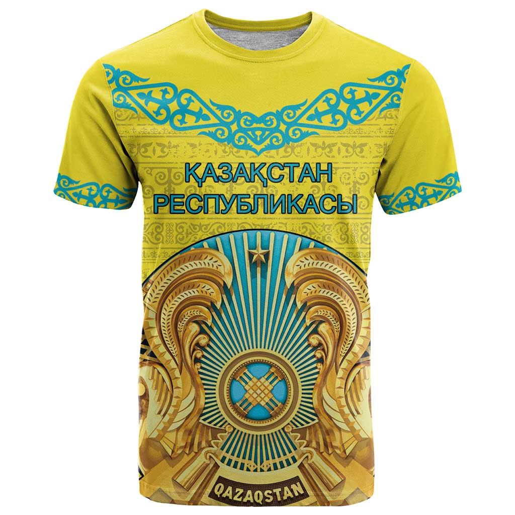 Personalized Kazakhstan Emblem T Shirt Kazakh Pattern