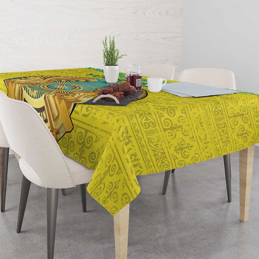 Personalized Kazakhstan Emblem Tablecloth Kazakh Pattern