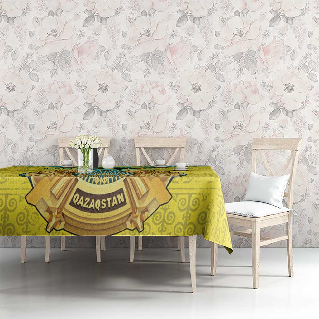 Personalized Kazakhstan Emblem Tablecloth Kazakh Pattern